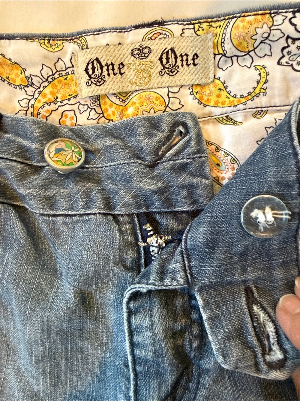 one 5 one Women's Denim Bermuda Shorts in Light Blue with Decorative Trim - Picture 4 of 12
